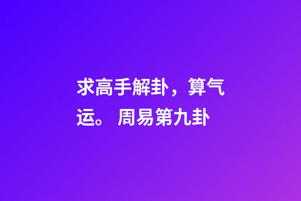 求高手解卦，算气运。 周易第九卦-第1张-观点-玄机派